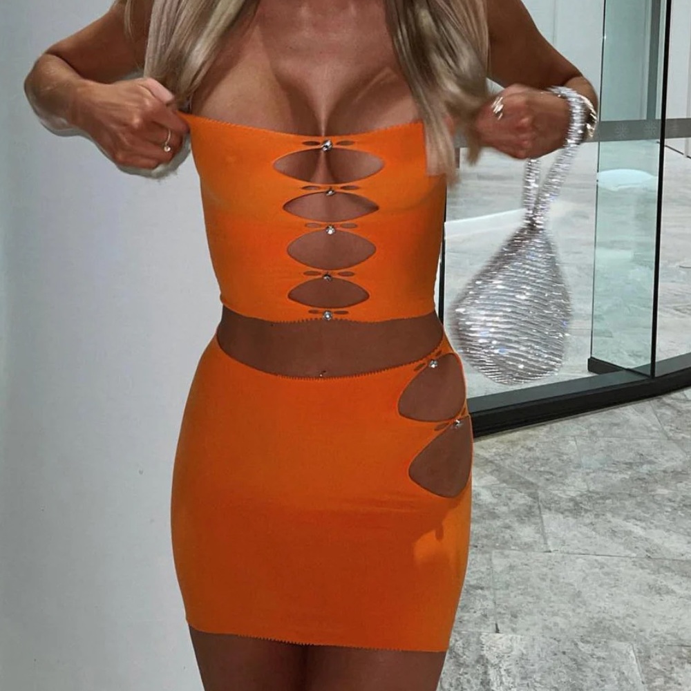 White Fox Boutique orange cut out set